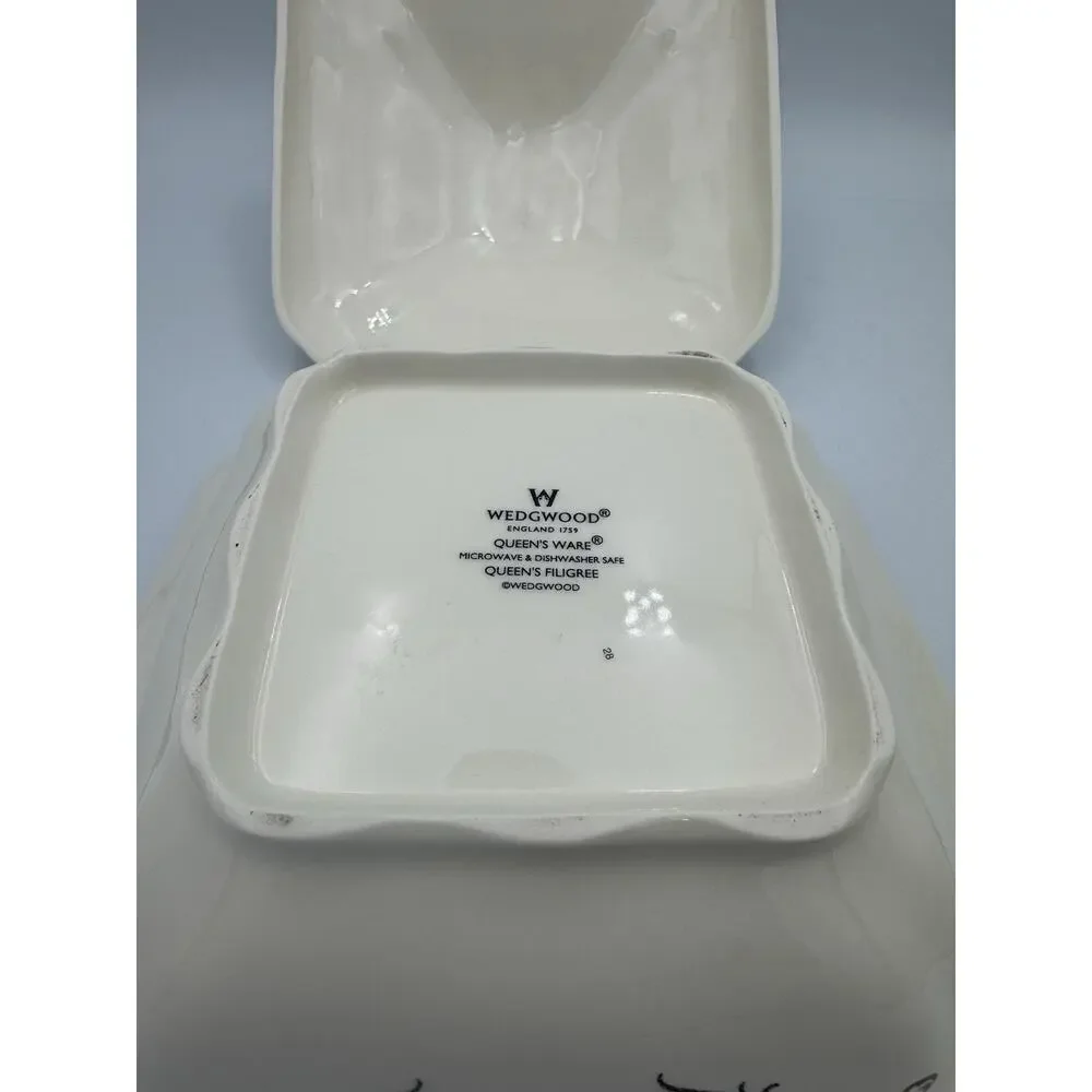 Wedgwood Queensware Queens Filigree Covered Side Dish